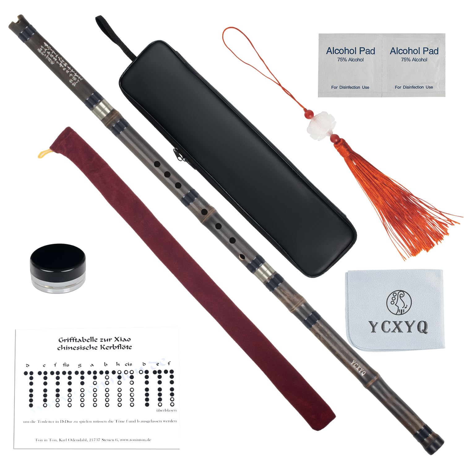 G-Schlüssel – Bambus, Xiao, handgefertigt, professionelle Zizhu, vertikale Xiao-Flöte, violett, Bambus, Xiao, traditionelles chinesisches Musikinstrument, geeignet für Anfänger und Erwachsene