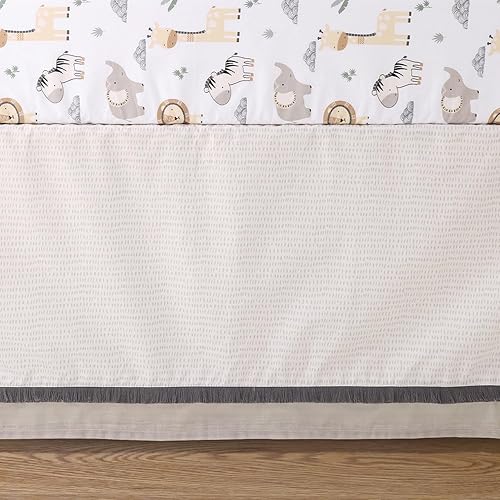 Miniatura 4 de The Peanutshell Juego de ropa de cama safari para cuna para niños o niñas, juego de edredón de cuna de algodón orgánico, 4 piezas, elefante, jirafa,