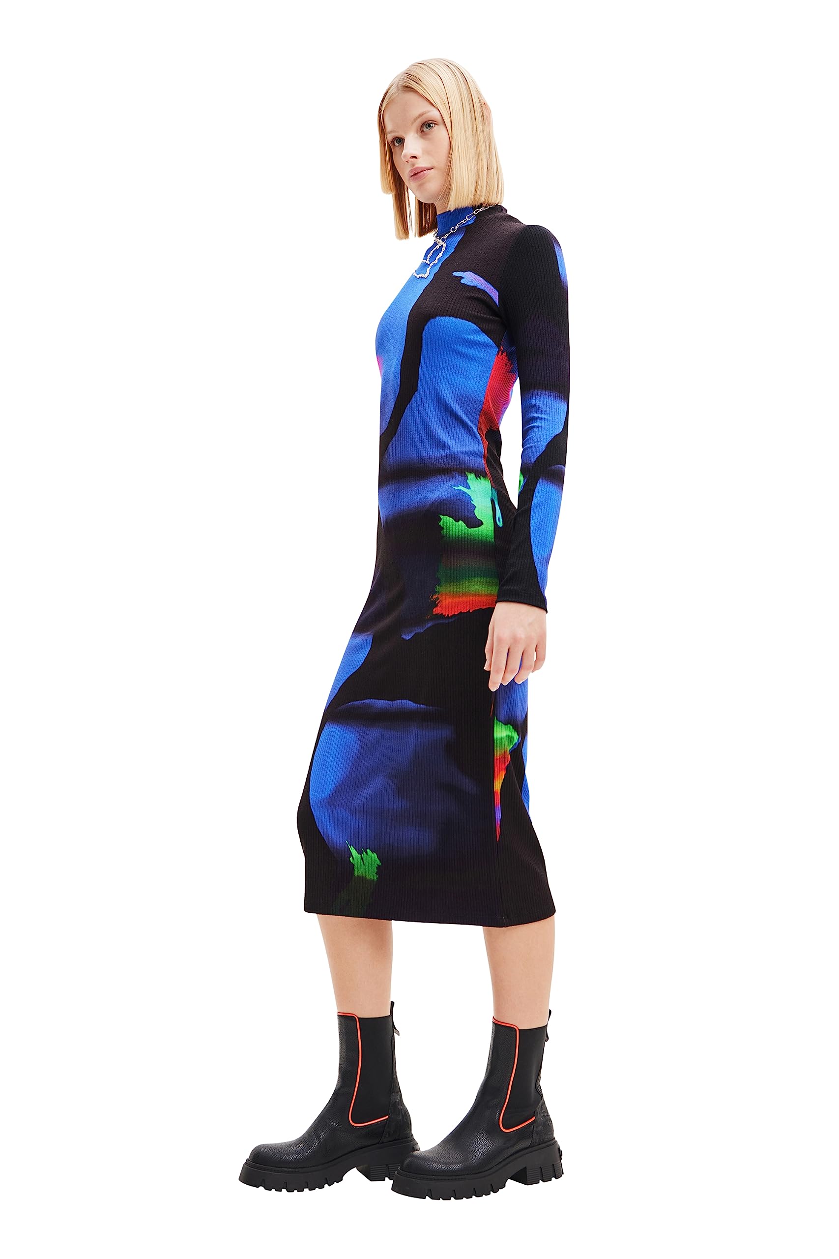 Desigual Women's M. Christian Lacroix Neon Midi Dress, Black, XS