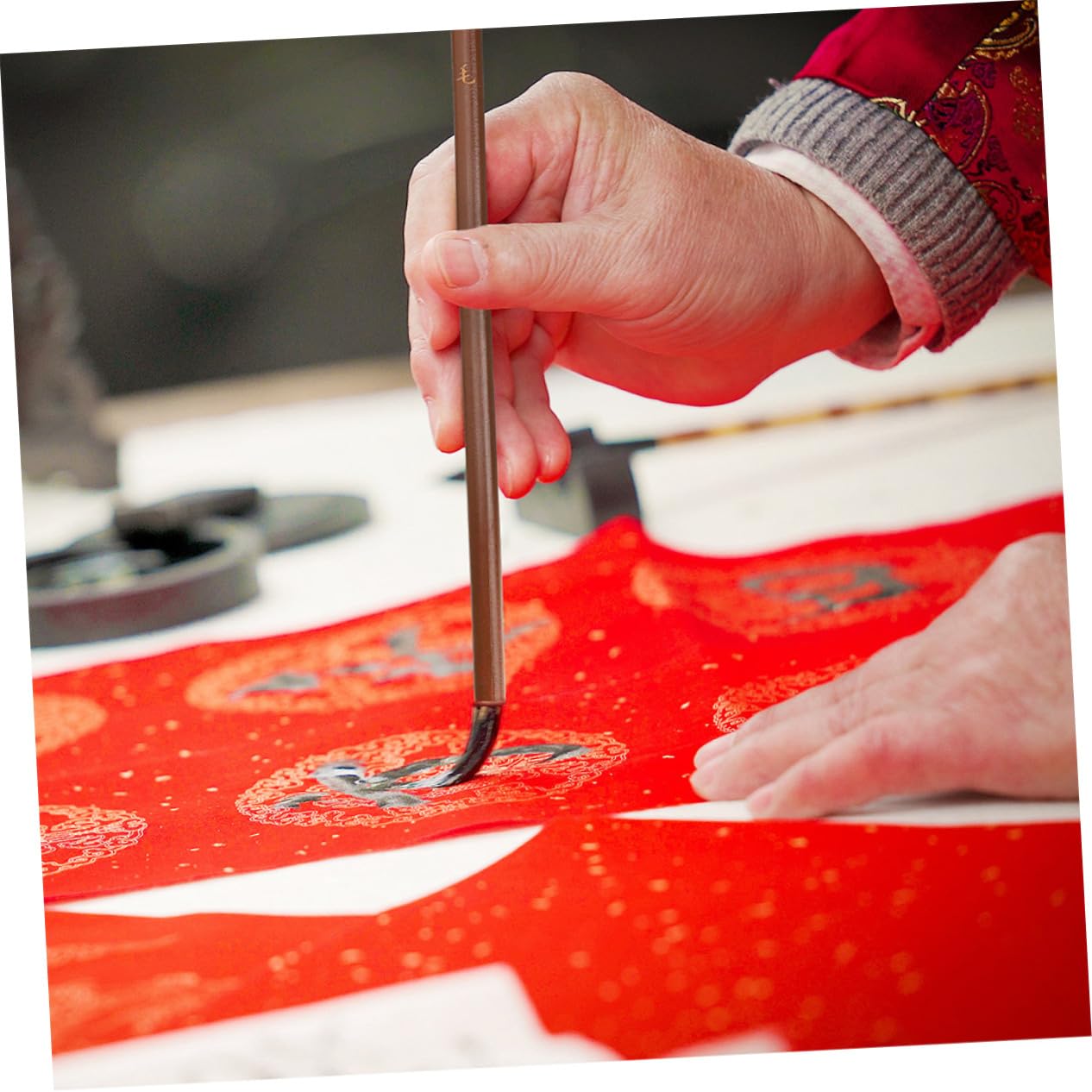 jojofuny Chinese Calligraphy Brush Set 10pcs Ink Brush Fine Tip for Writing Painting Art