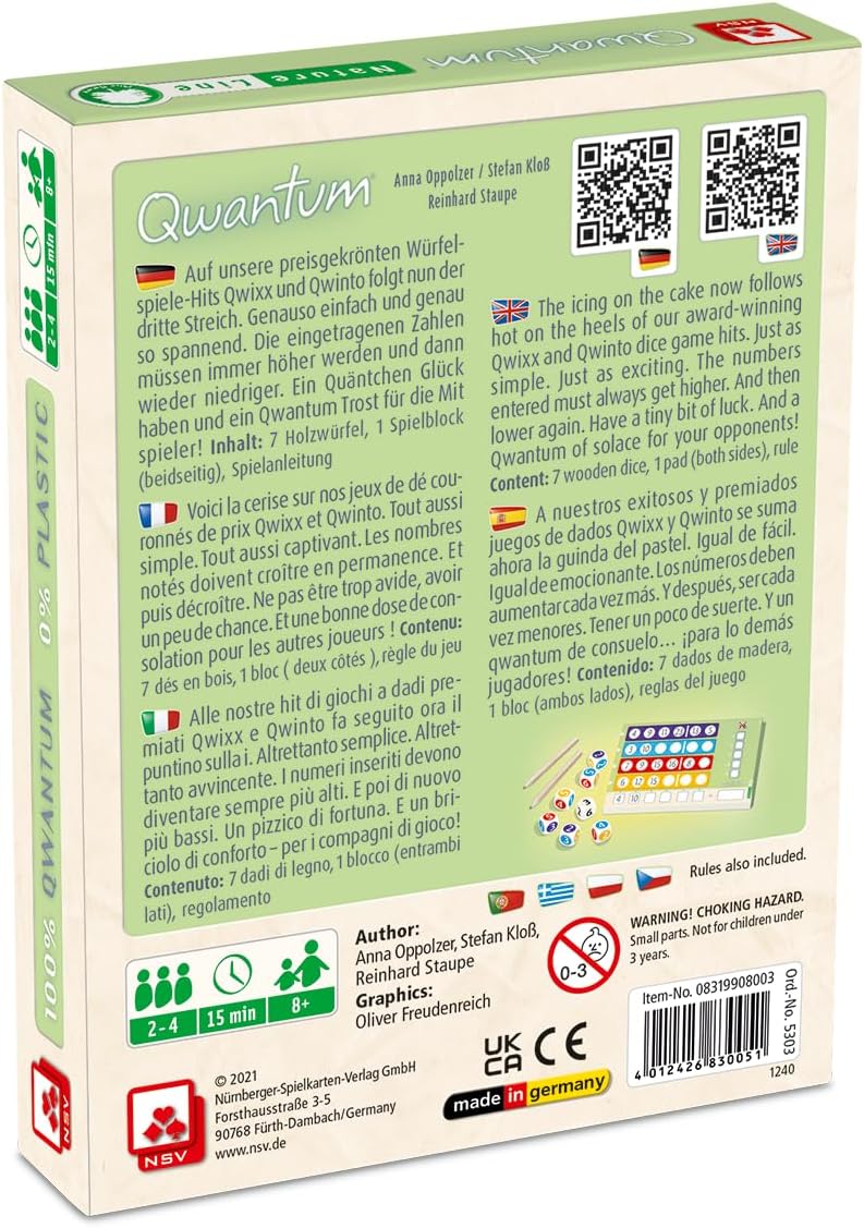 NSV - 5303 - Qwantum - Natureline - Plastic-Free and Sustainable Dice Game