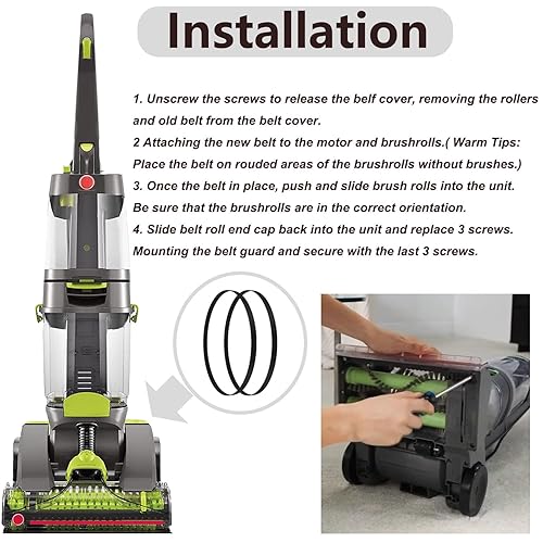 Miniatura 4 de 2 correas de repuesto 440005536 para aspiradora Hoover Dual Power Max para aspiradoras de alfombras, compatibles con los modelos Hoover FH51000,