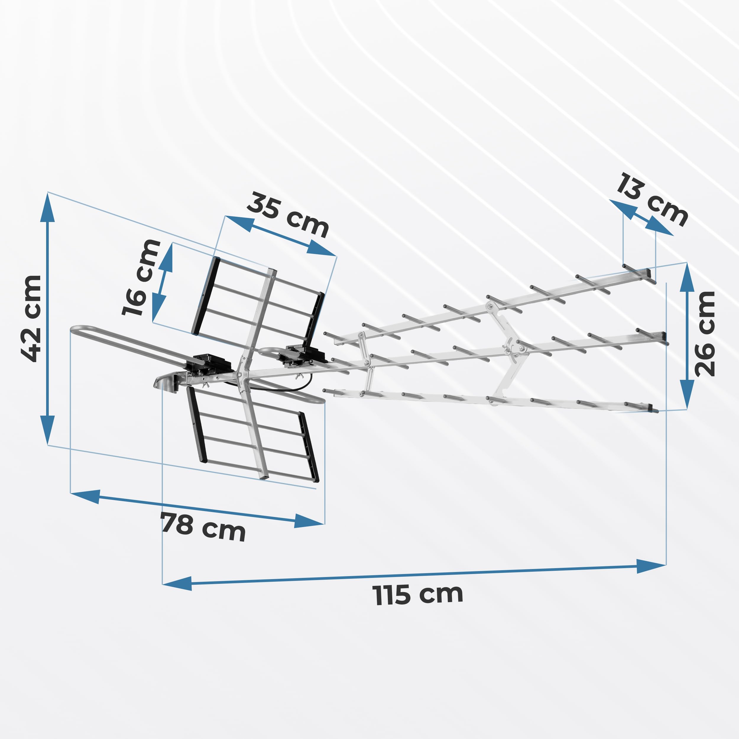 Berdsen DVBT2 Antenna con amplificatore interno 13-15 dB - Portata fino a 80 km - Antenna esterna esterna esterna - Filtro LTE - Full HD Ultra HD 4K