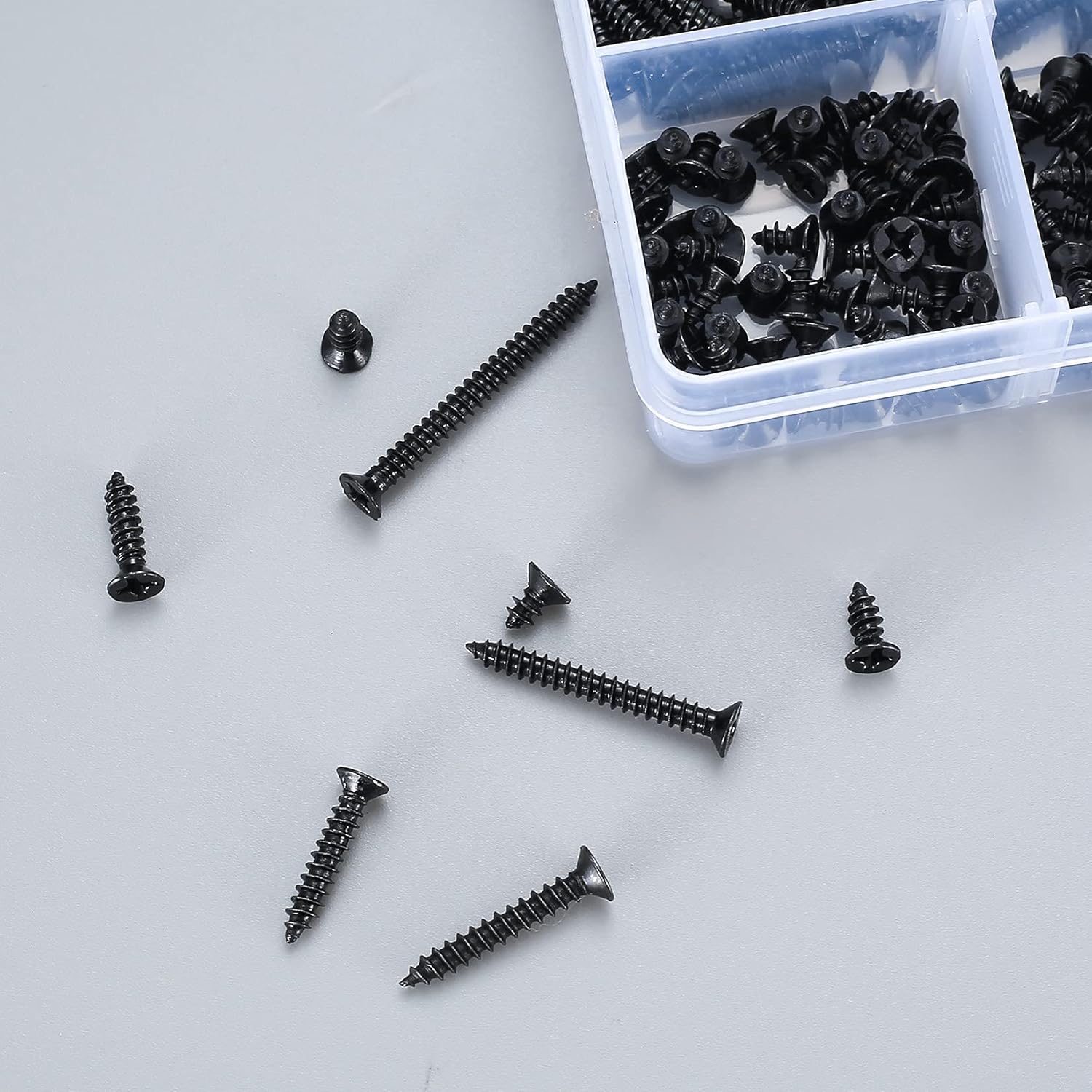 Tornillos Pequeños Juego De Tornillos De Madera De Cabeza Plana M3, 420 Piezas, Tornillos Autorroscantes Phillips De Cabeza Avellanada, Acero Al Carbono, Contiene 20 Anclajes De Tornillo M6 Tornillos Negros
