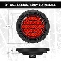 Vista 3 de LINKITOM Luces redondas de remolque de 4 pulgadas, 24 luces LED superbrillantes de freno/trasera, IP67 impermeable, certificado DOT para remolques