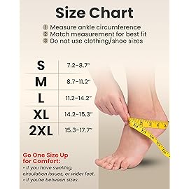 KEMFORD Ankle Compression Sleeve - 1-Pair, Plantar Fasciitis Braces - Open Toe Compression Socks for Swelling, Sprain, Neuropathy, Foot Arch Support for Men and Women - 20-30mmhg, 2XL, Black