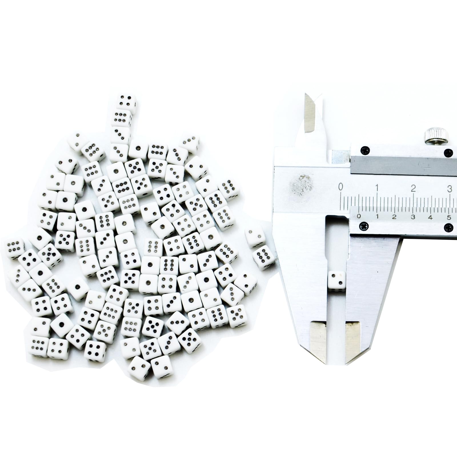 SmartDealsPro 100 mini dadi quadrati assortiti D6, per attività a tema casinò, giochi da tavolo, insegnamento matematica, feste (bianco, 5 mm)