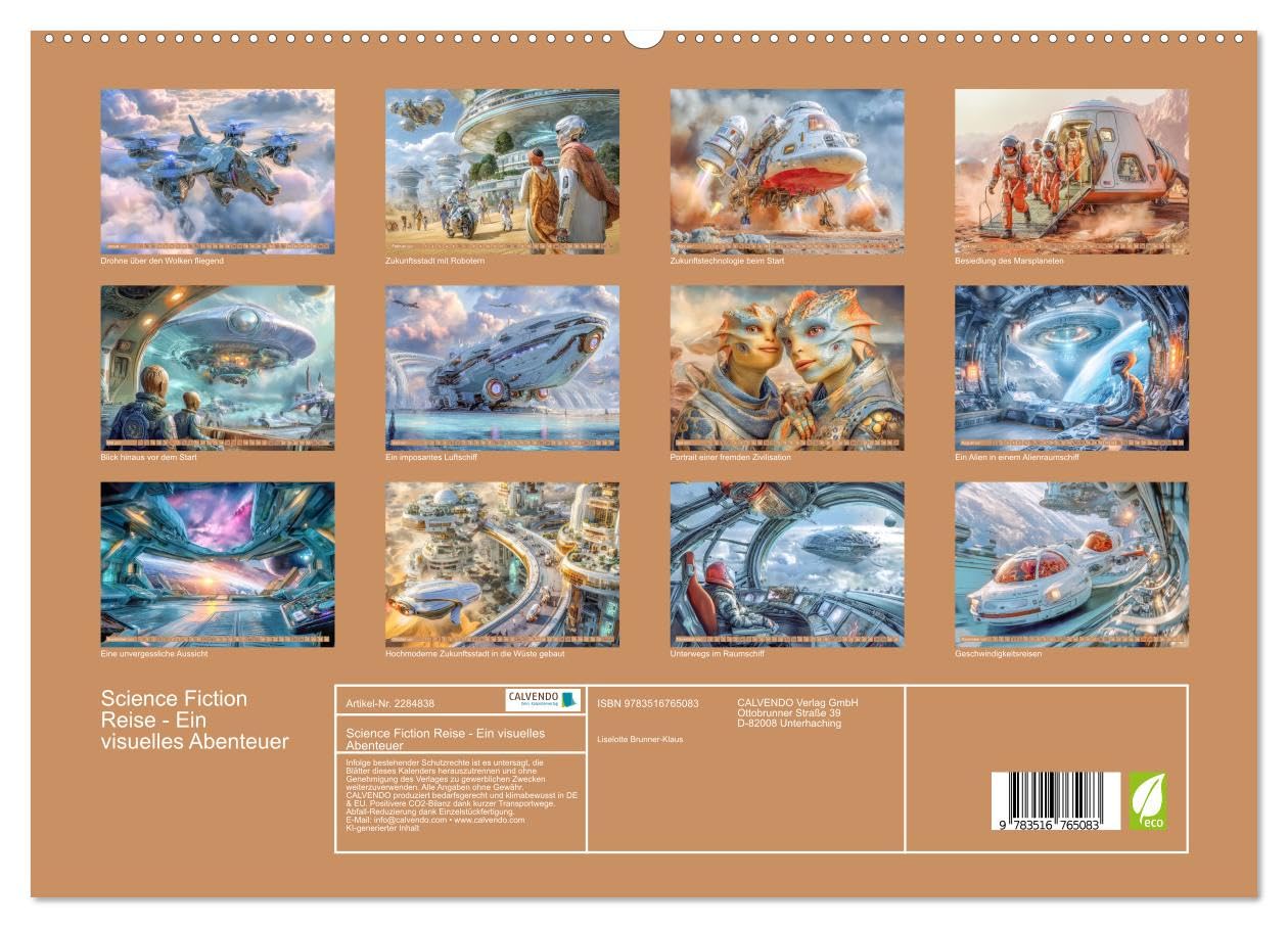 Science Fiction Reise - Ein visuelles Abenteuer (hochwertiger Premium Wandkalender 2027 DIN A2 quer), Kunstdruck in Hochglanz: Science Fiction Visionen (CALVENDO Technologie)