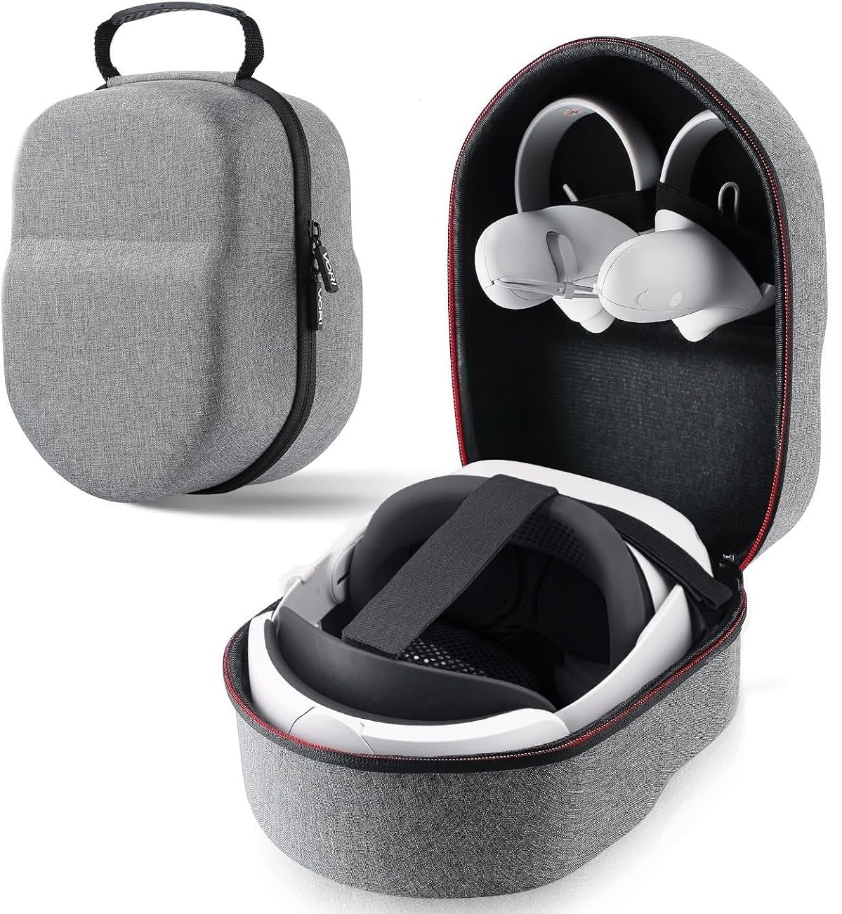 Sounce EVA Hard Shell Carrying Case for Meta Quest 3 3S Meta Quest 2 Pro Pico 4 Pico 4 Pro VR Headsets and Accessories with Elite Strap Support Shockproof Travel Storage Bag Grey-image-10