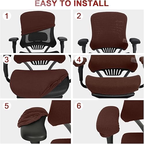 Miniatura 4 de Juego de 4 fundas para sillas de oficina de computadora, fundas de asiento elásticas de protección universal para sillas de escritorio, fundas para