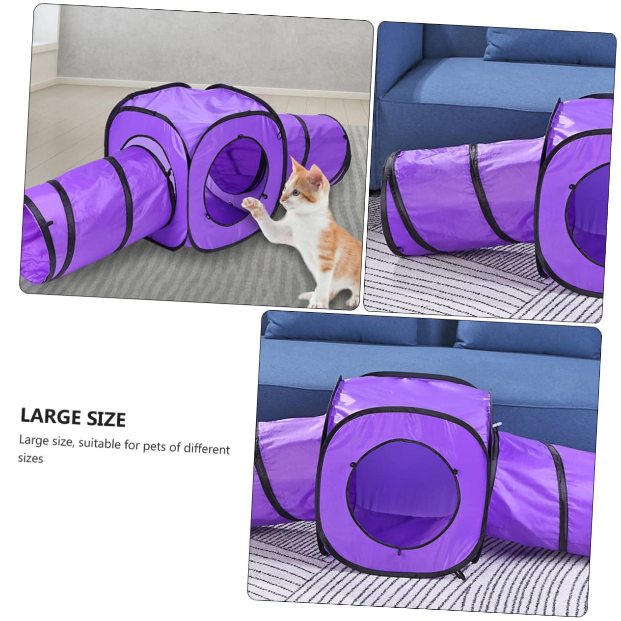 Jouet Tunnel pour Chat à Double Passage, Lot de 3 Set de Set de Pièces