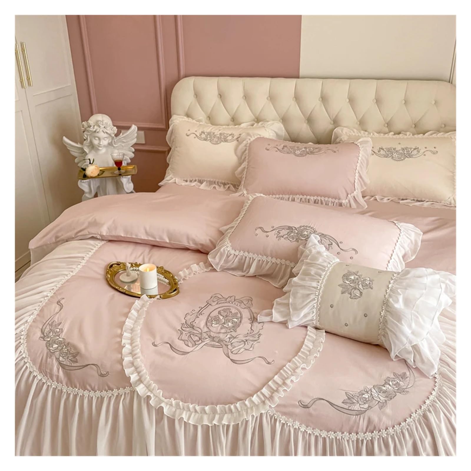 Amazon.com: 1000TC Rose Flowers Embroidery Bedding Set