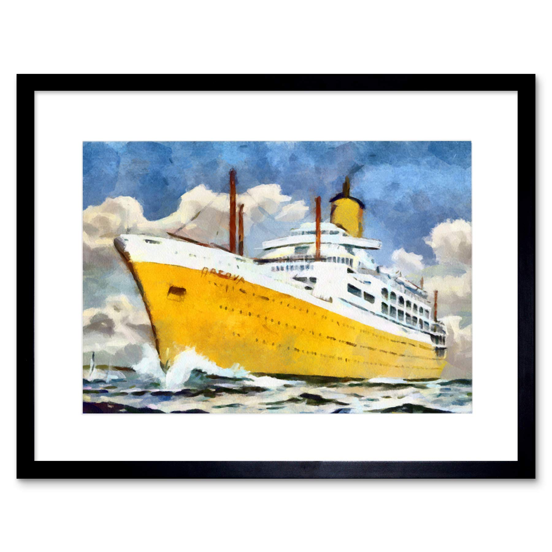 Wee Blue Coo SS ORSOVA CRUISE SHIP OCEAN LINER WATERCOLOUR BLACK FRAMED ART PRINT B12X2472