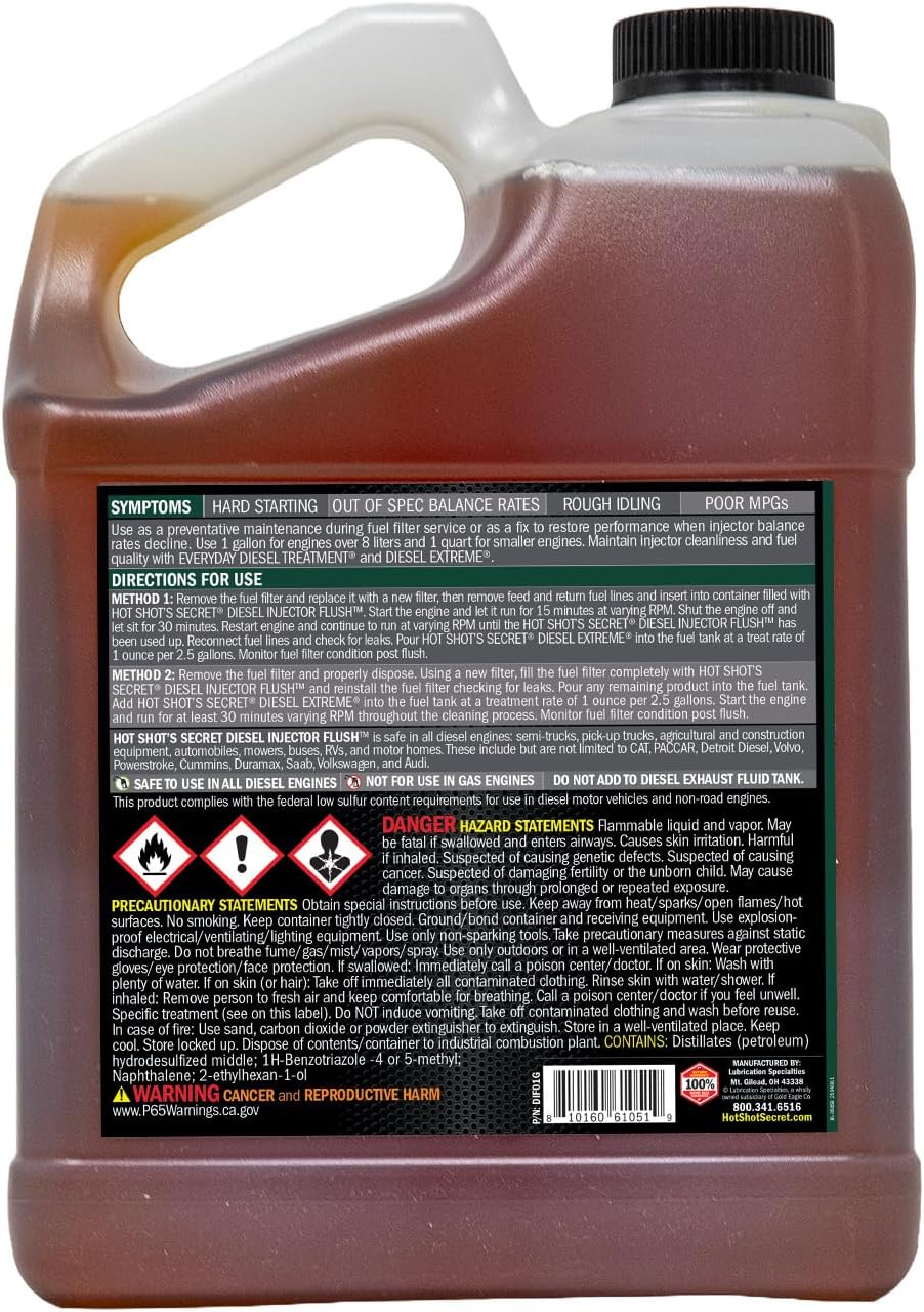 Hot Shot’s Secret Diesel Injector Flush 1 Gallon – Professional Diesel Injector Cleaner, Service-Grade Injection Flush Treatment, Cleans IDIDs and Restores Balance Rates