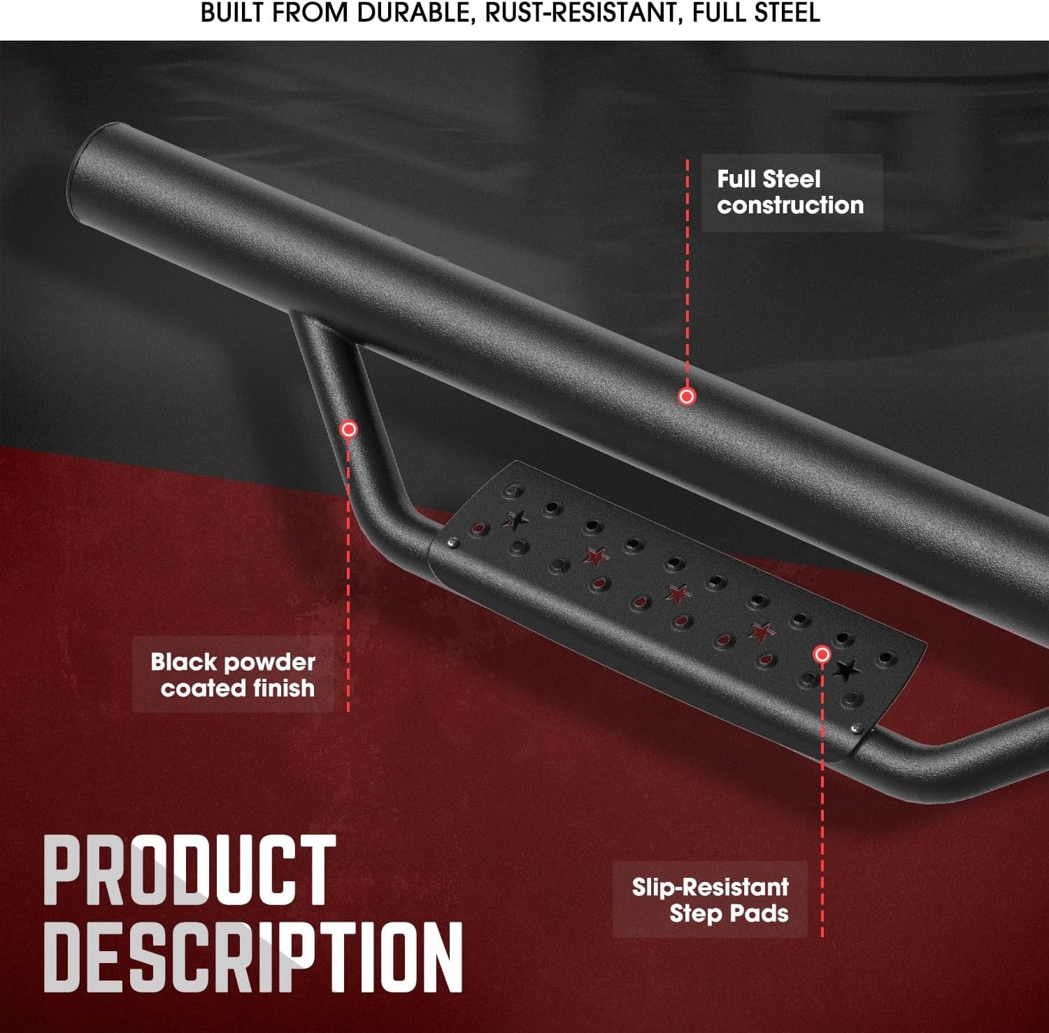 DNA MOTORING 3" Running Boards Compatible with 07-18 Silverado/Sierra 1500 Extended Cab, Black Tubing Diameter Side Step Nerf Bars, STEPB-ZTL-8120