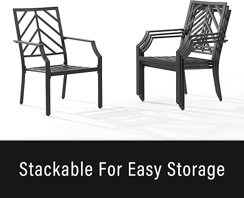 Miniatura 9 de Crosley Furniture Otto - Juego de 2 sillas para exteriores, sillas de comedor para terraza, patio trasero, negro mate con cojines grises