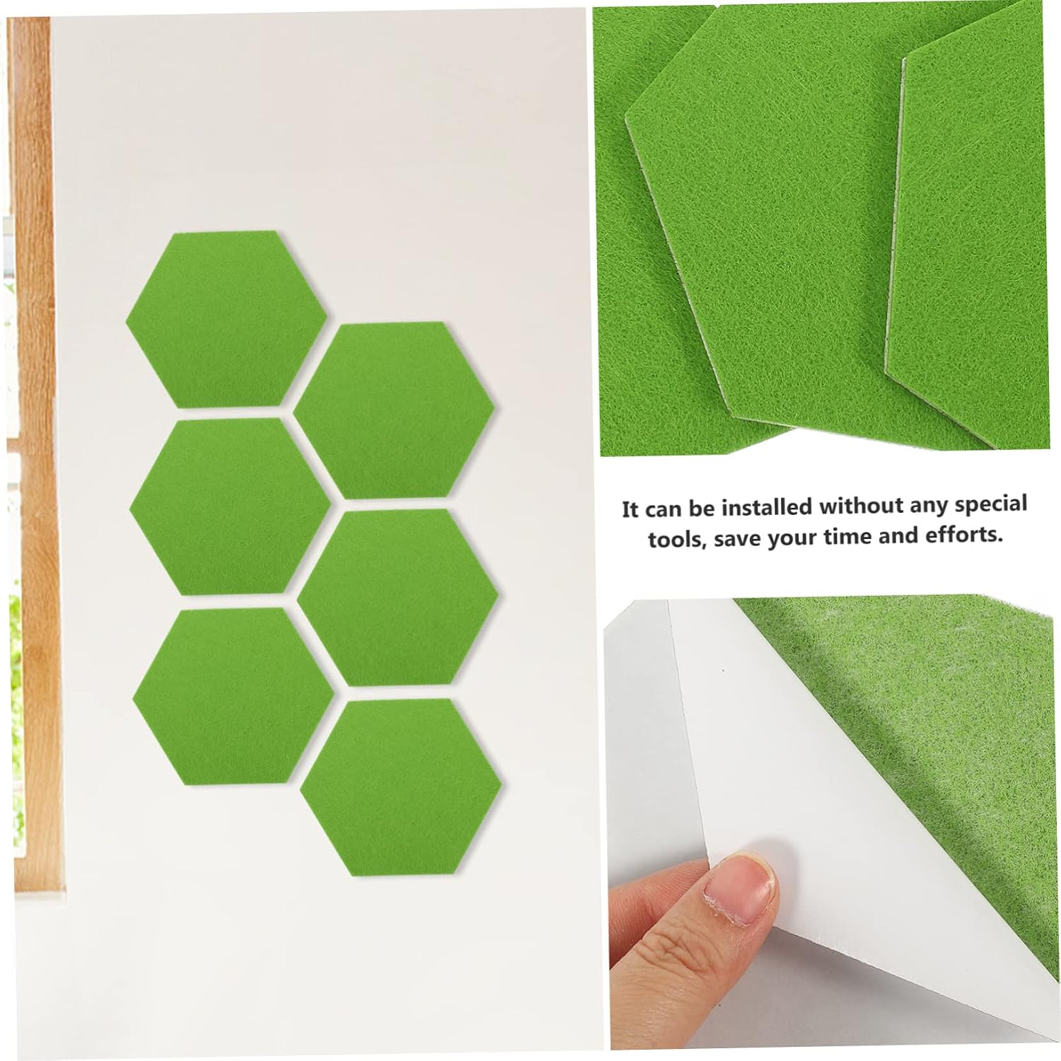 12pcs Hexagon Decorative Wall Panels Adhesive Soundproofing Felt Board Tiles