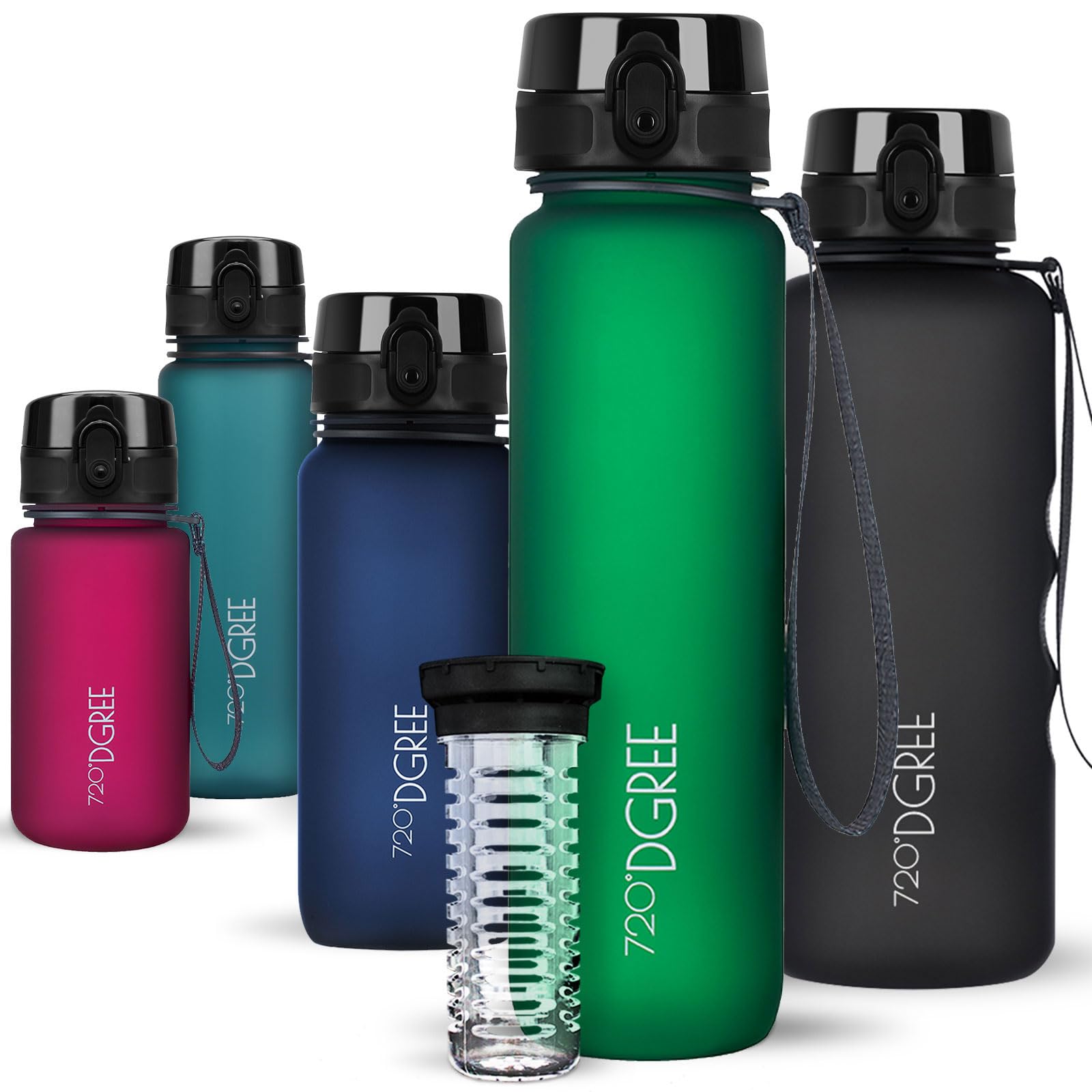 720°DGREE Botella Agua 1 Litro “uberBottle“ - Tamiz-Fruta, softTouch - Sin BPA, Prueba de Fugas, Reutilizable - Cantimplora, Water Bottle ideal para Deporte, Fitness, Gimnasio, Senderismo, Ciclismo — view 169