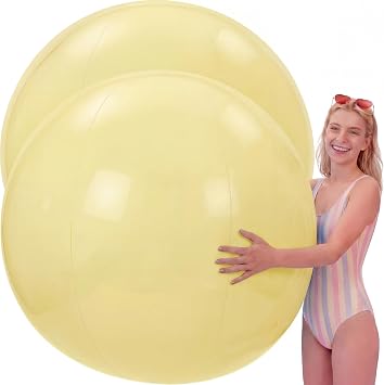 Tradder 2 Pcs 60 Giantinch Inflatable Beach Ball, Yellow
