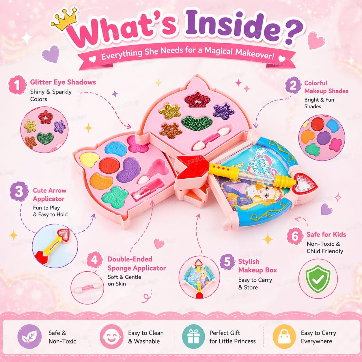 Zest 4 Toyz Makeup Kit Set for Kid | Washable Non Toxic Kids Makeup Kit for Girls Real Set | Pretend Play | Birthday Gifts Toys for Girls Age 4 5 6 7 8 Year Old 1