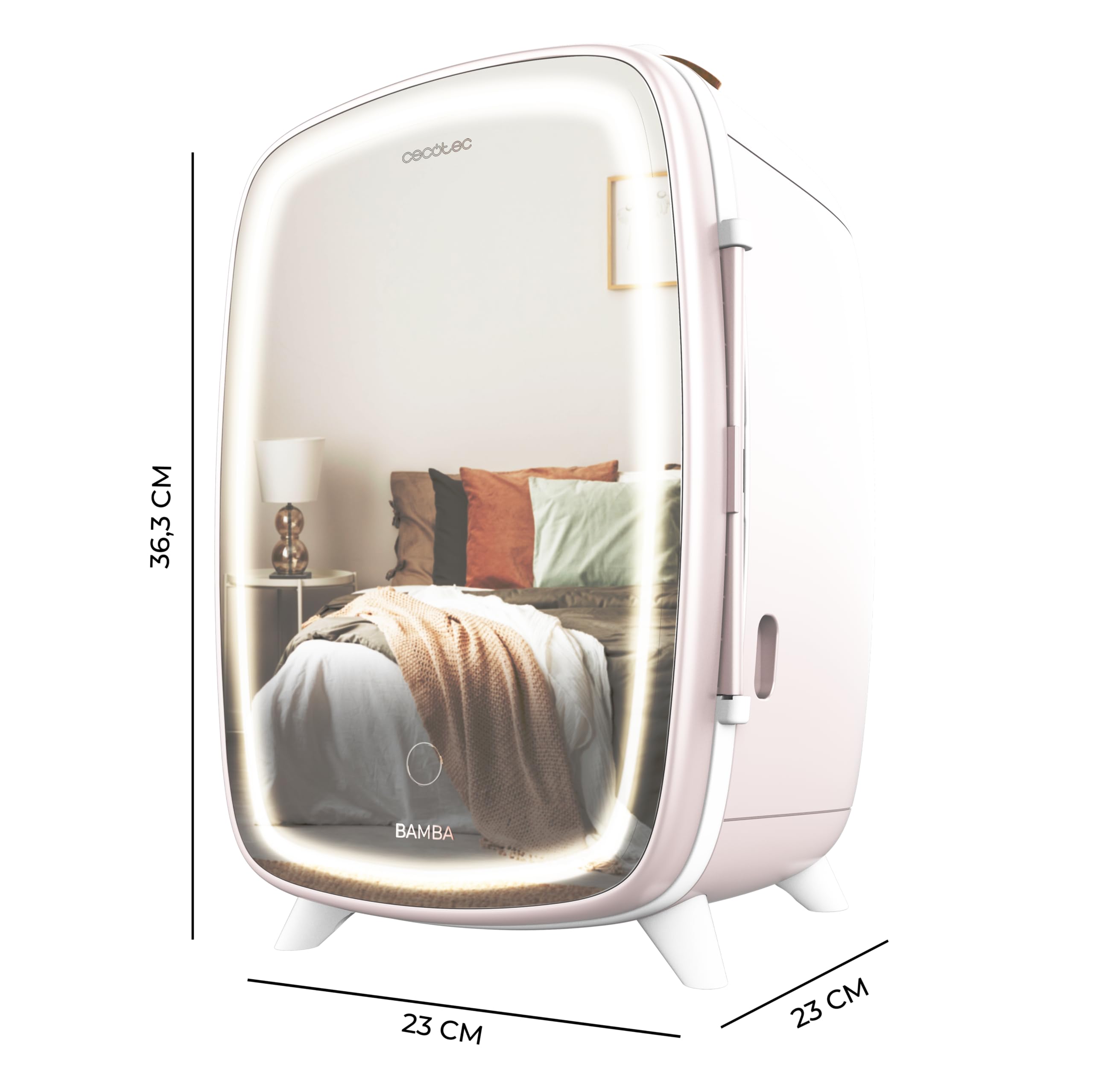 Cecotec Nevera Pequeña de Cosméticos 6L Bamba CoolingBeauty 6000 Mirror Rose. Mini Frigorífico con Puerta con Espejo Exterior, Lud LED con 3 Intensidades, Enfriamiento de hasta 10ºC - 2