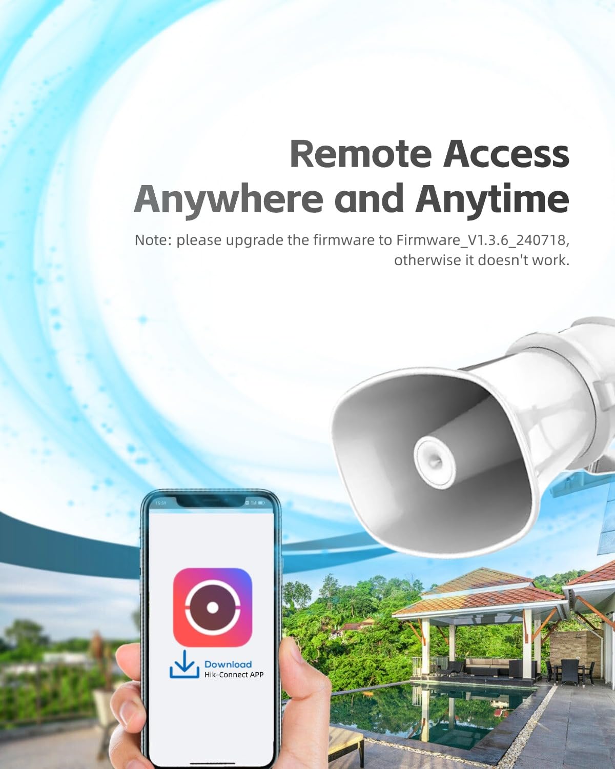 318netech 7W PoE IP Horn Speaker, Outdoor Indoor 121dB PoE Network Horn Speaker with One-Way Audio, Built-in 4G EMMC, IP66 Waterproof, Work with Connect APP, International English Version