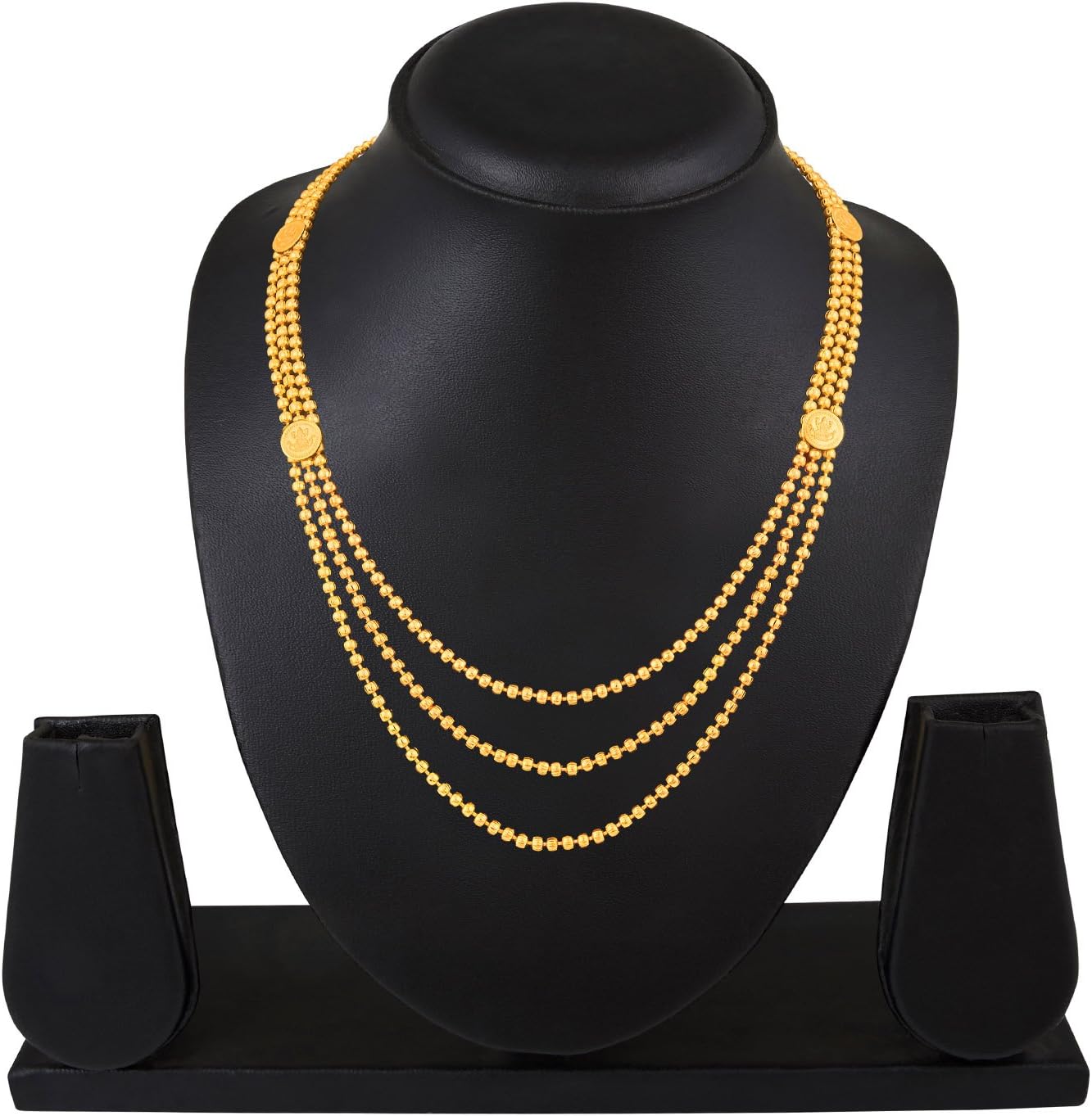 Bodha BodhaTraditional Indian Three Row Temple Jewelry Gold Pendant Necklace for Women (SJ_2291)