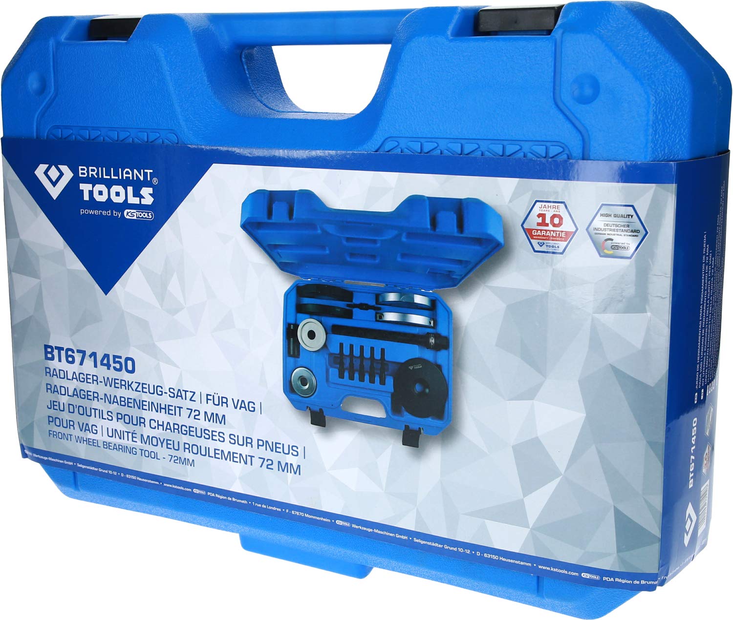 Brilliant Tools BT671450 Kit utensile cuscinetto della ruota, per VAG, Unità mozzo cuscinetto della ruota 72 mm