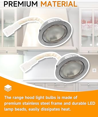 2Pcs Range Hood Light Housing Replaces for SB02300798, Range Hood LED Light Compatible with Broan Nutone PM500 PM500SS EE55000 Halogen Lamp Assembly, Sturdy Glass Cover Lighting Bulb, AC12V MAX 20W