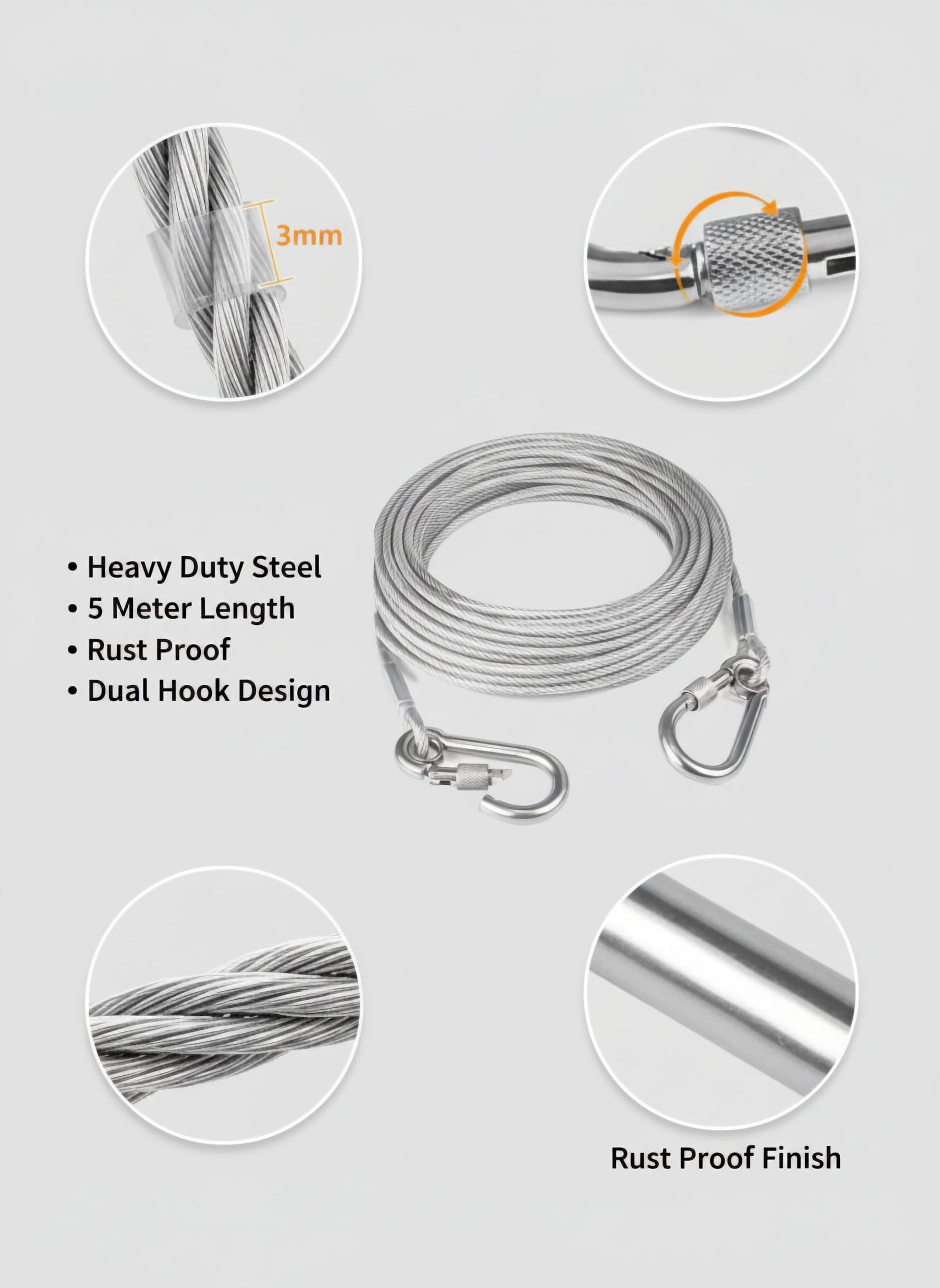 Stainless Steel Clothesline - Durable & Portable -4