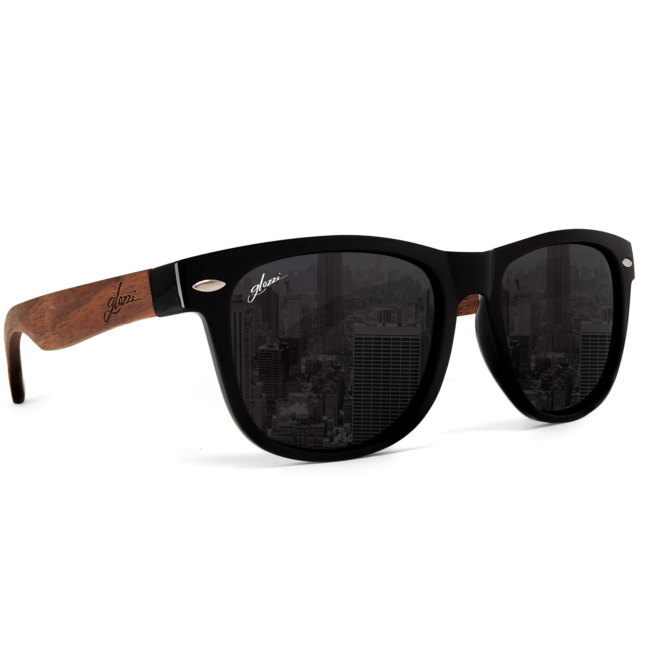 Walnuss Holz Sonnenbrille Herren und Damen Polarisiert UV400 mit Holzbügeln und Brillenetui aus Kork