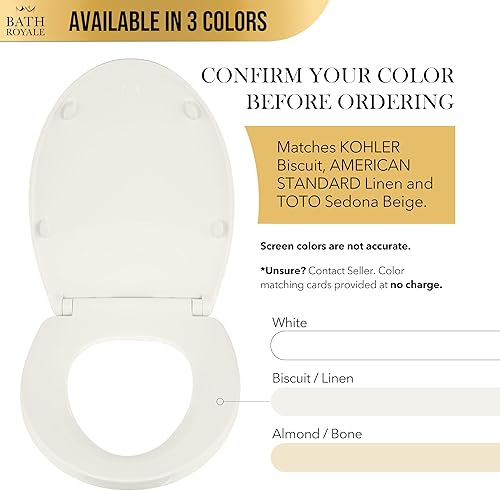 Miniatura 3 de Bath Royale - Asiento de inodoro alargado BR501-01 con cierre silencioso, resistente a las manchas y fácil de mantener limpio, resistente, se adapta