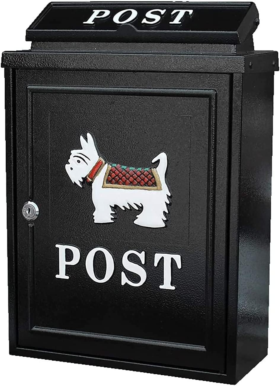 REMYS Suggestion Box Mailbox Complaint Suggestion Box Wall Mount Mailbox with Combination Locking Mail Boxes Steel Cover Rust-Proof Metal Post Box Waterproof Mailbox Black Drop Box