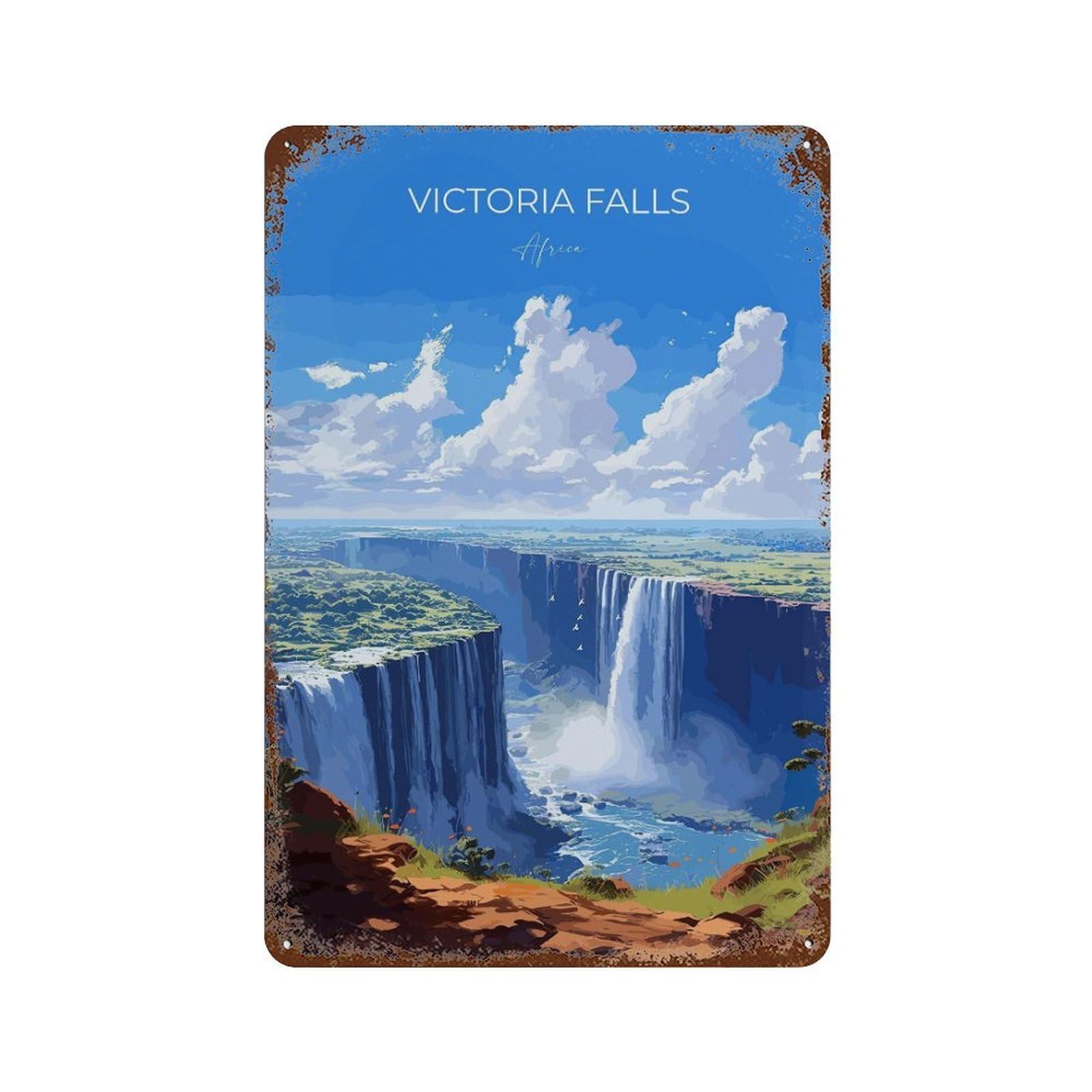 xiaoxiaoshen Victoria Falls Travel of Zimbabwe Gift Africa Wall Decor Art Metal Tin Poster Modern Home Decor Art Home Bar Shop Decorations Vintage Sign 30x20cm