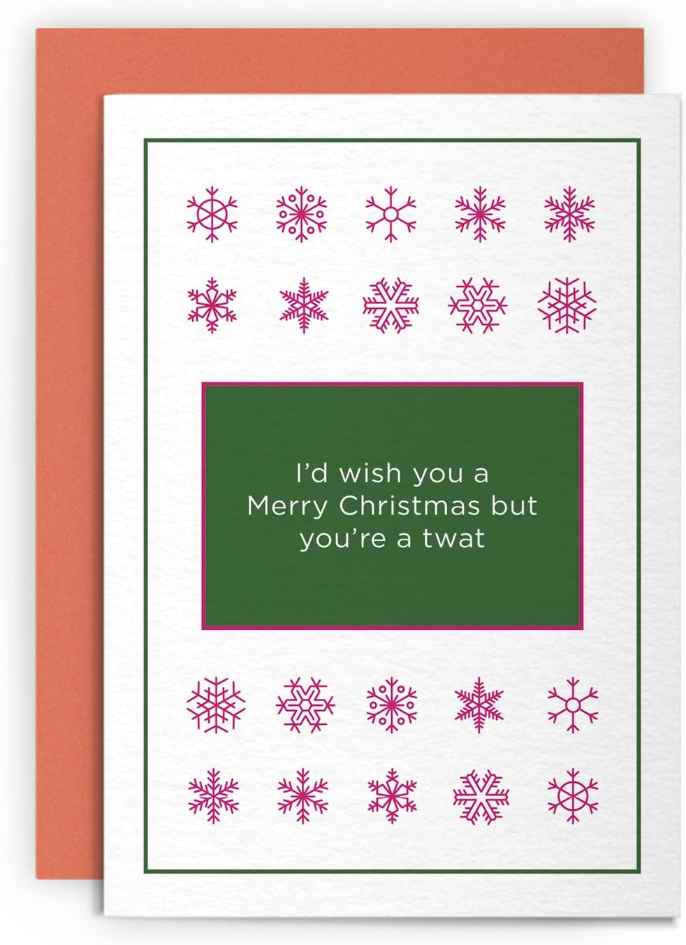 Christmas Card Funny Rude – I'D WISH YOU A MERRY CHRISTMAS BUT YOU'RE A TWAT – Xmas Greeting Card Adult - White
