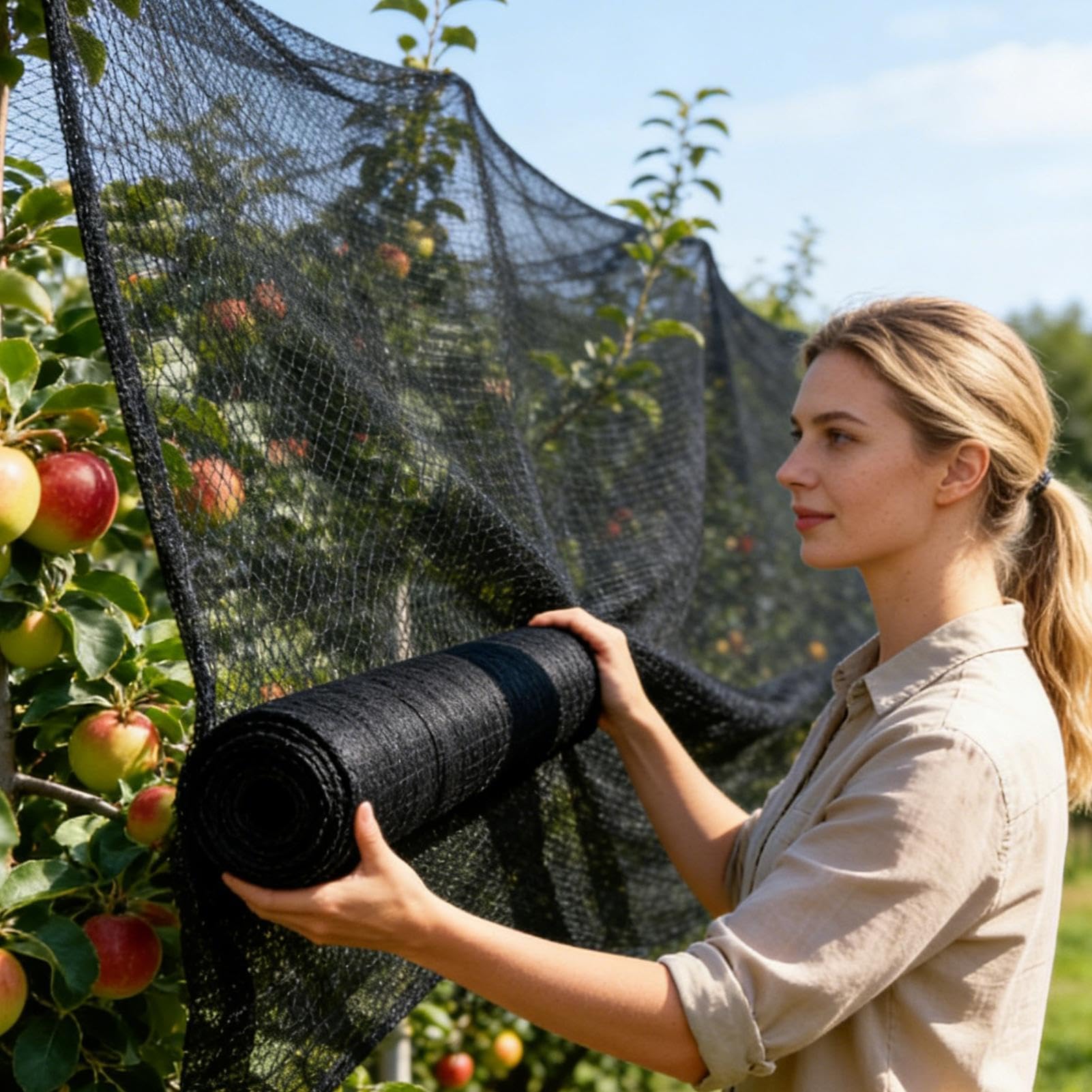 Garten-Pflanzennetz mit Bindern & Pfählen, Schutznetz