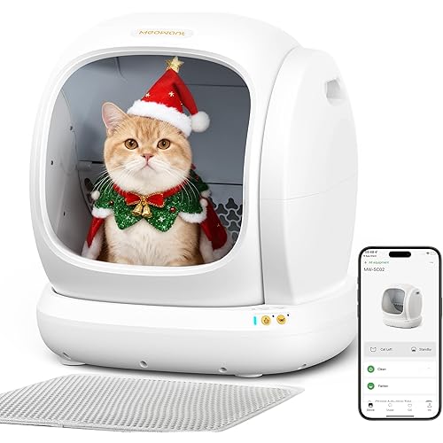 MeoWant Self Cleaning Cat Litter Box, Open-Top Automatic Cat Litter Box with Safety Protection, App Control, Odor-Free, 75L Large Space for Multiple Cats