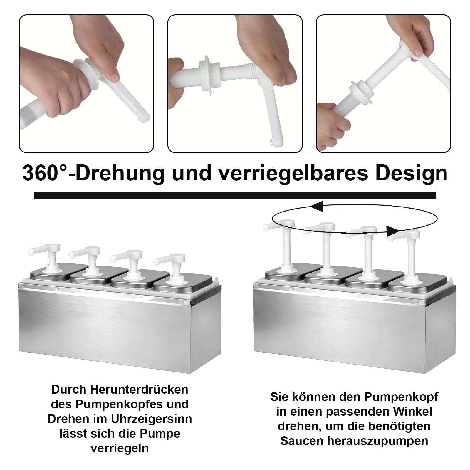 Dispenser per salse da 8 l, con 8 pompe in acciaio inox, dispenser per ketchup, maionese, senape, miele, marmellata