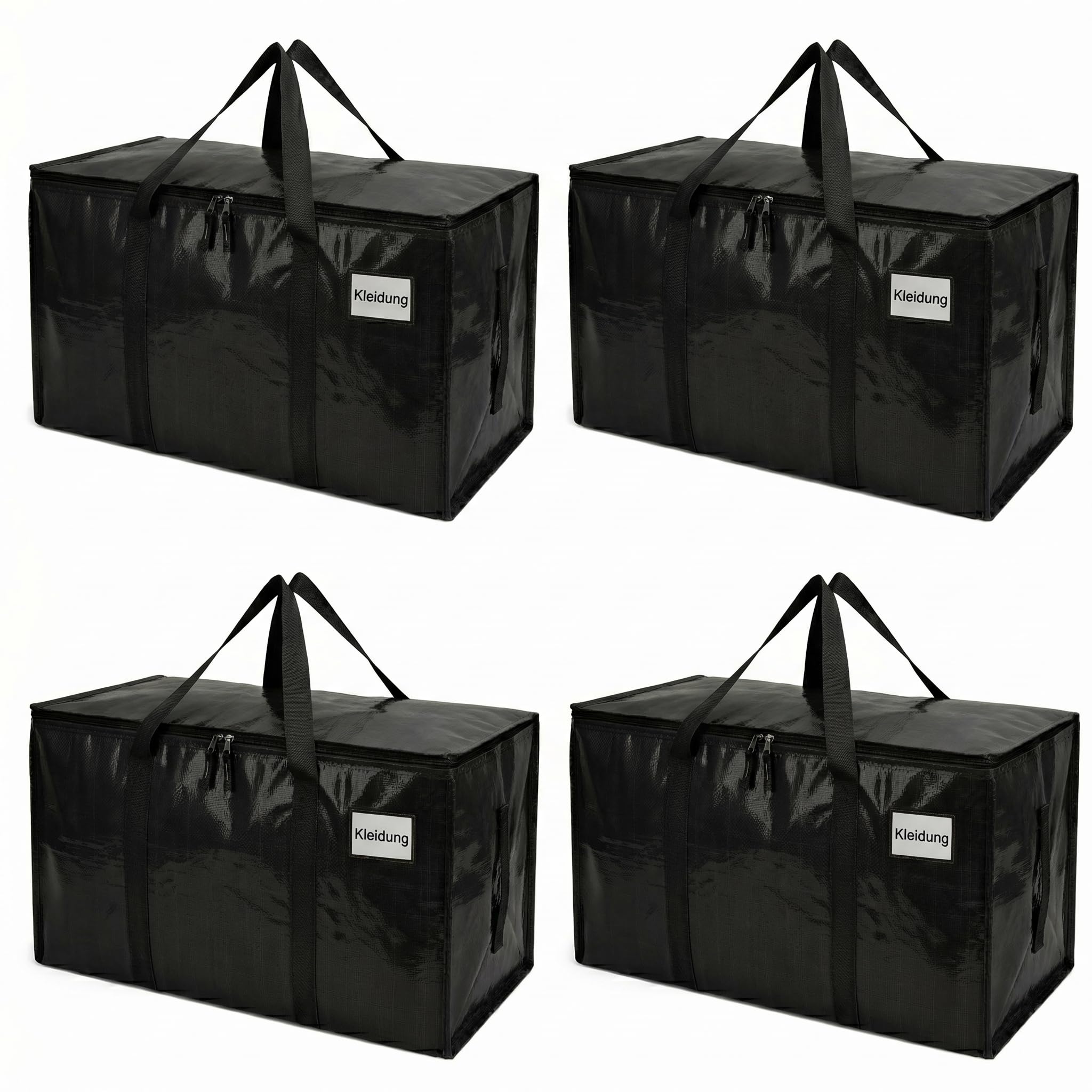 Mesiria 4 Stück 91L Große Aufbewahrungstaschen, Strapazierfähige Umzugstaschen, Wasserabweisender,Faltbarer Kleider-Organizer mit Griffen und Reißverschlüssen für Bettzeug, Bettdecken, Umzüge, Kissen