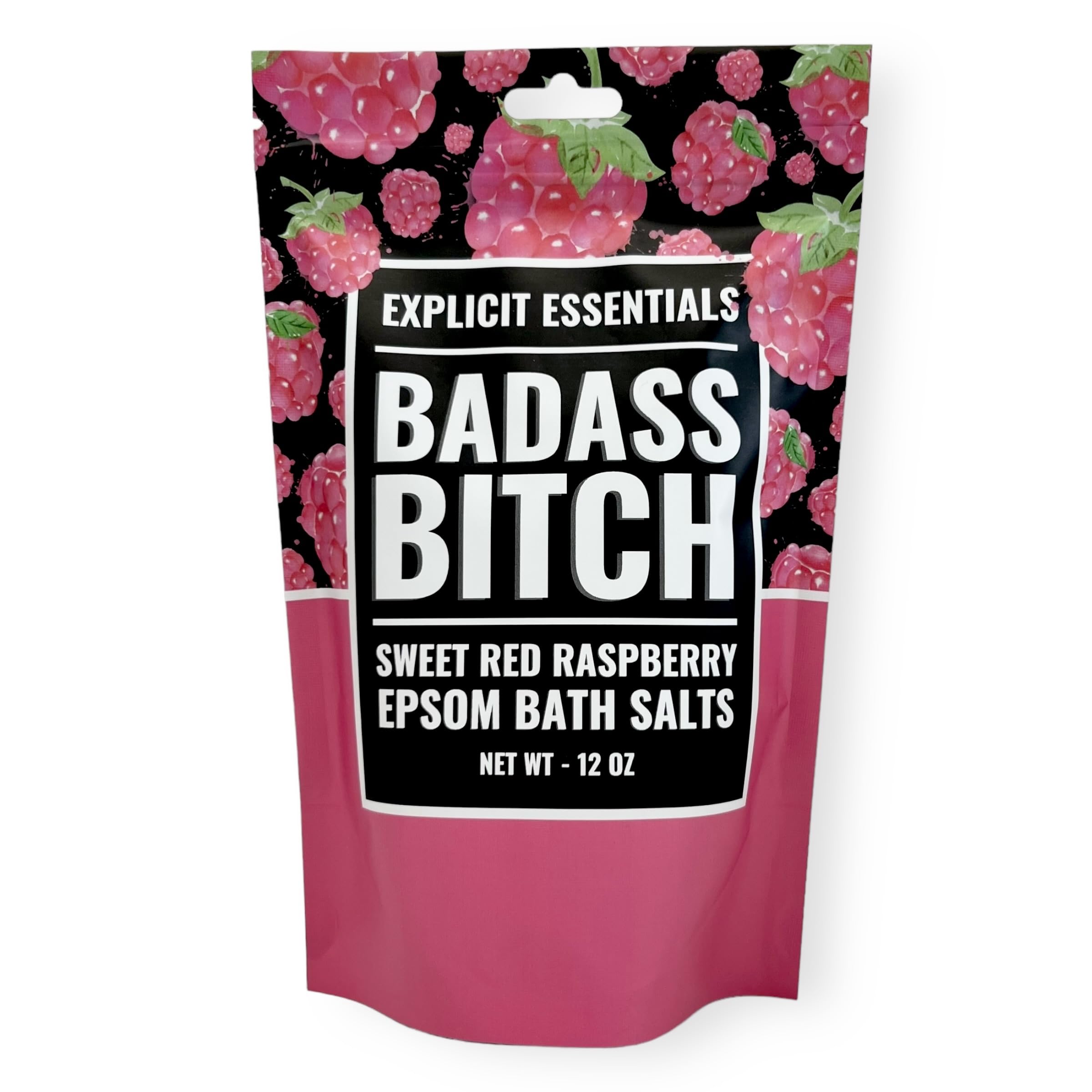 Explicit Essentials Bath Salts for Women, 12oz Raspberry Epsom Salts