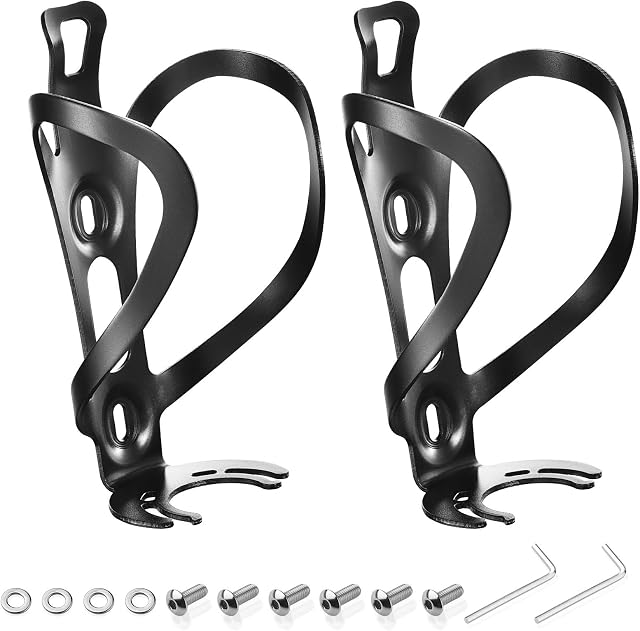 eeFul Bike Water Bottle Cage Bottle Holder- Lightweight Drink Cup Holders Cycling Kettle for Road Bike and Mountain Bikes Shockproof Black Aluminum Bicycle Bottle Cages Standard Size, 2 Pack