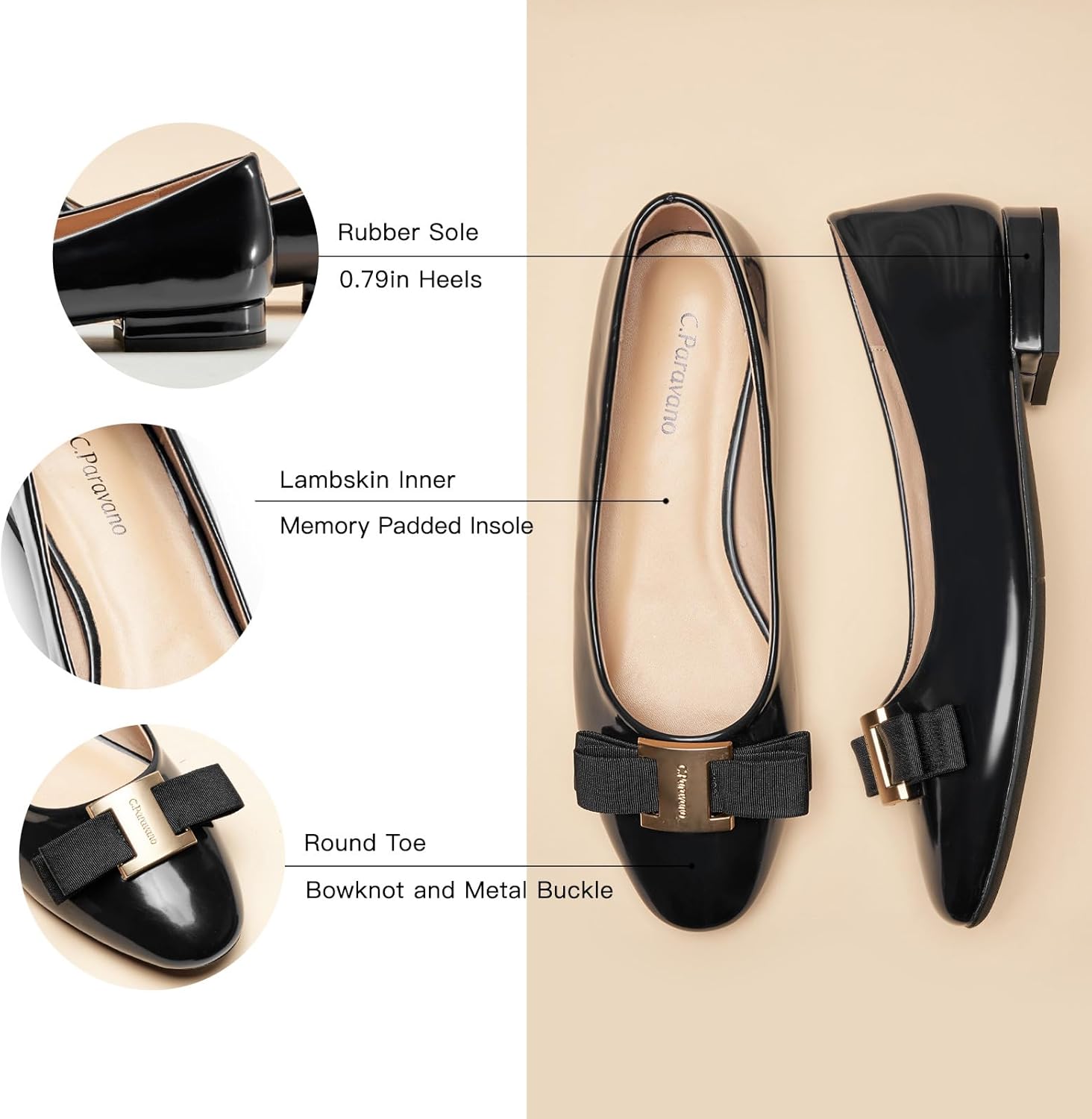 C.Paravano Flat Shoes for Women | Women's Flats | Ballet Flats | Dress Shoes for Women (11,Leopard)