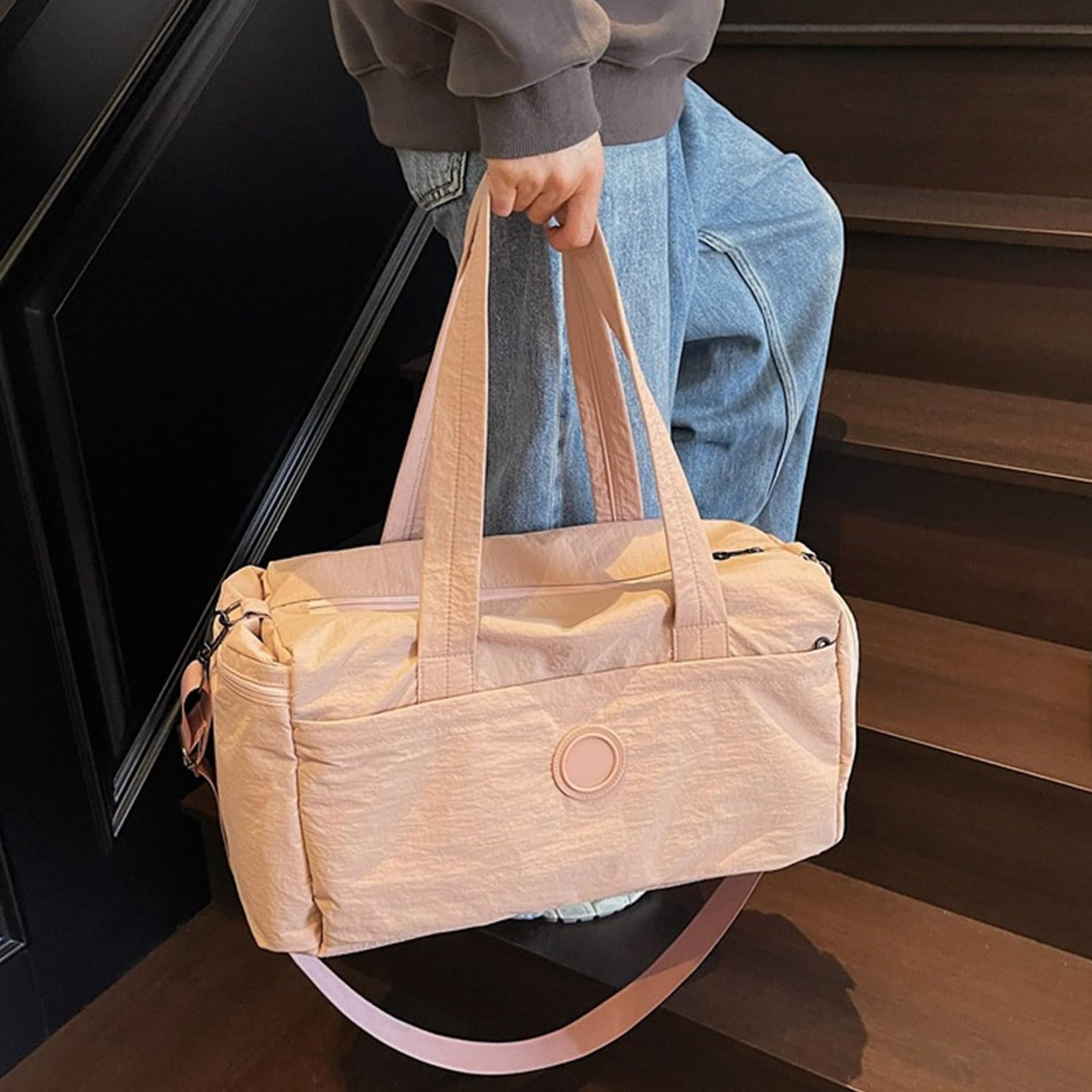 Bolsa de gimnasio con compartimento para zapatos, bolsa de entrenamiento, bolsa de deporte, bolsa de viaje de gran capacidad, bolsa de fin de semana, Pink