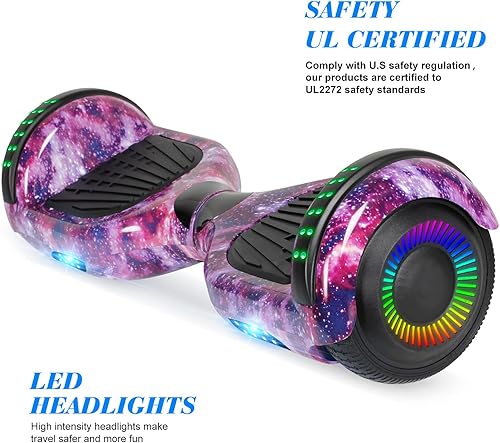 Miniatura 63 de Hoverboard - Hoverboard de 6.5 pulgadas con Bluetooth y luces LED intermitentes, Hover Board para niños y adolescentes
