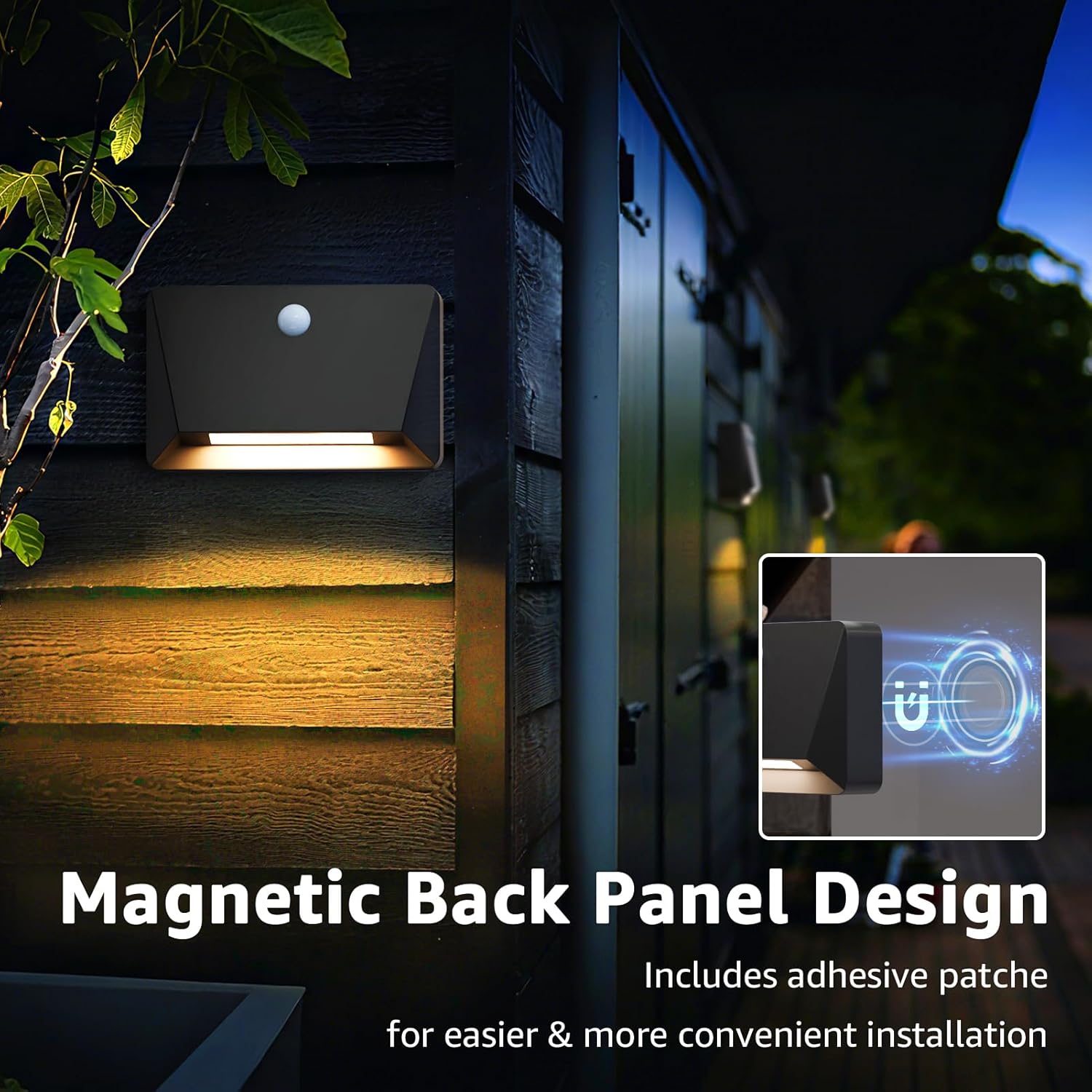 uuffoo Rechargeable Motion Sensor Wall Light, Magnetic Linkage Multi-Sensor Stair Lights with 3 Brightness Levels, Wireless Battery Operated Indoor Wall Lamp for Closet Bedroom Hallway(Black)