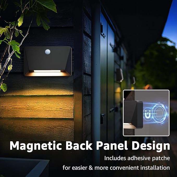 uuffoo uuffoo Rechargeable Motion Sensor Wall Light, Magnetic Linkage Multi-Sensor Stair Lights with 3 Brightness Levels, Wireless Battery Operated Indoor Wall Lamp for Closet Bedroom Hallway(Black) photo 2