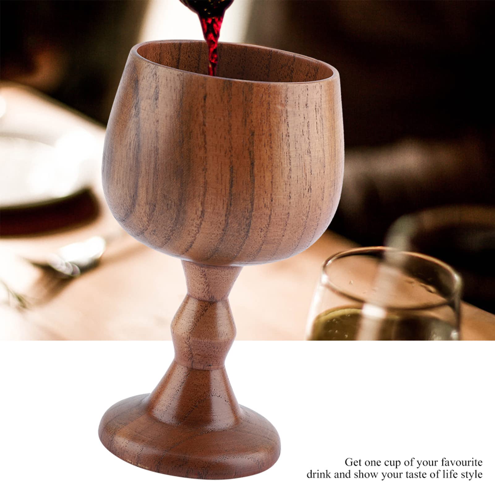 Wood Chalice, 150ml Vintage Goblets Coffee Mug Wine Cups Wooden Wine Goblet Multi functional Cup for Home Kitchen Office Hotel