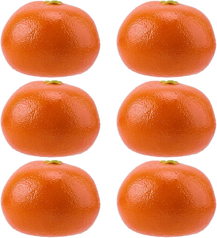 CREATCABIN 6Pcs Faux Oranges Decor Plastic Artificial Fruit Realistic Lifelike Decorative Fruits Orange Decorations for Christmas Home Kitchen Festival Party Display Photo Props 2.3 x 1.6 Inch