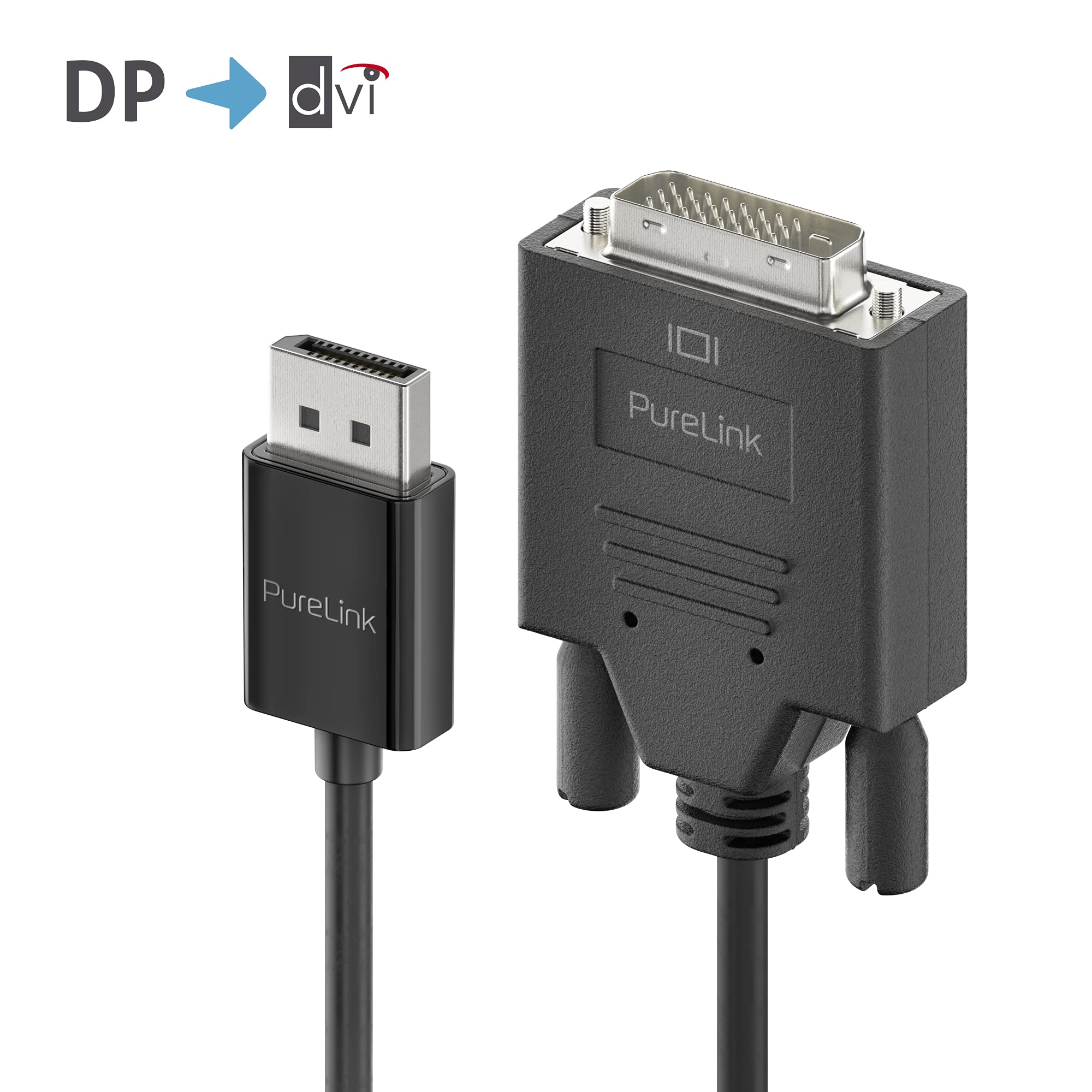 PureLink Kabel DisplayPort na DVI, rozdzielczość 1920 x 1200 WUXGA, pozłacane styki wtykowe, 2,00 m, czarny
