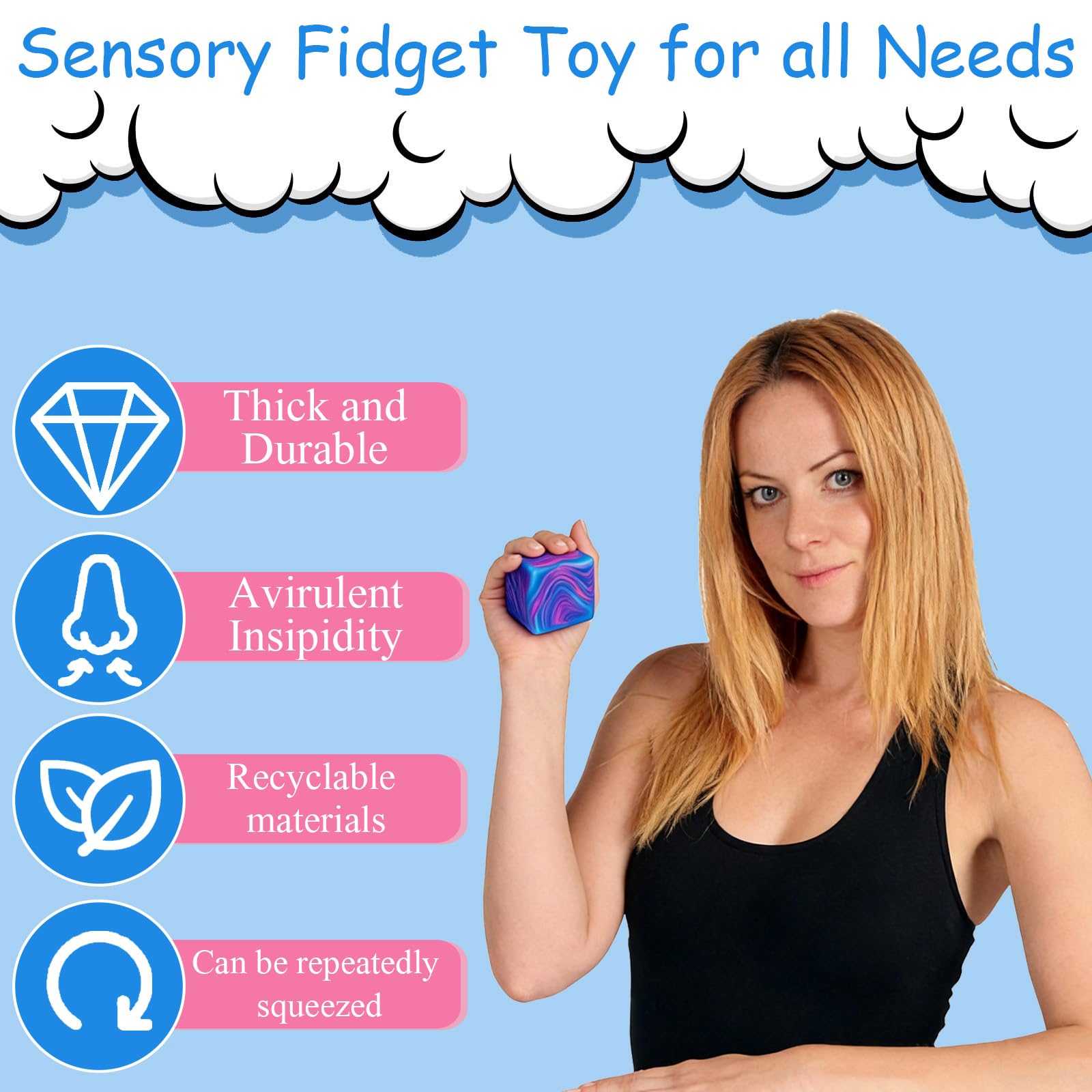 Stress Relief Toys, 2.16in Squishy Cube Used To Alleviate Autism Anxiety - Image 3